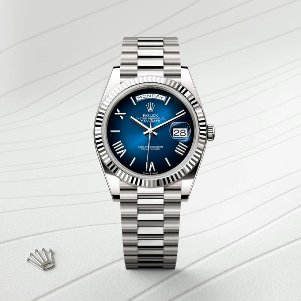 B- Rolex Day-Date 40 Oyster, 40 mm, white gold