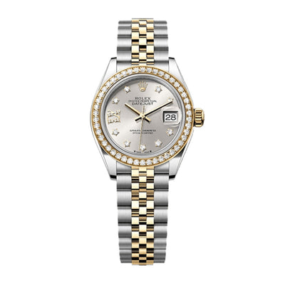 Lady-Datejust Oyster, 28 mm, Oystersteel, yellow gold and diamonds