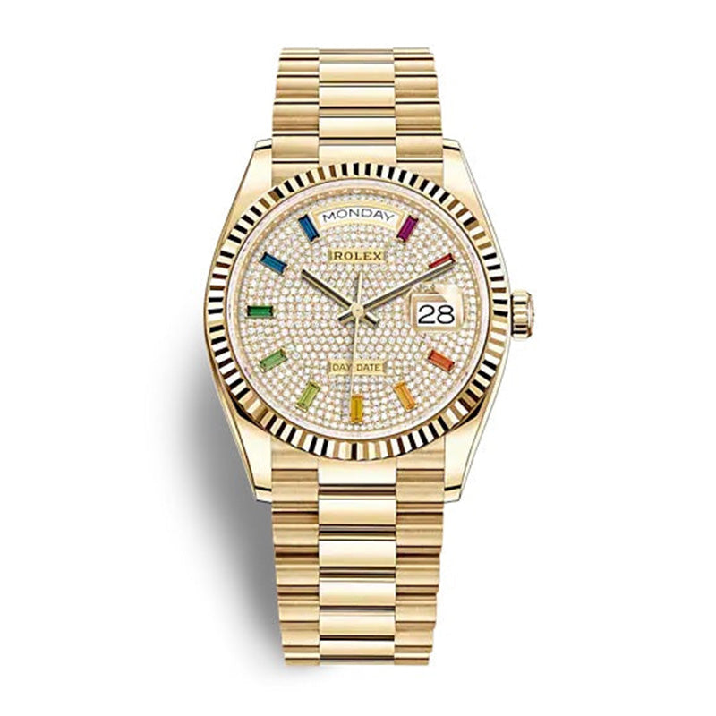 Day-Date 40 “Rainbow Paved Diamond Dial” in Yellow Gold