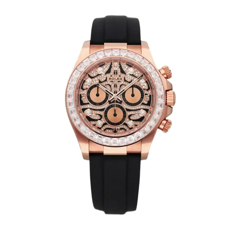 Cosmograph Daytona Everose Gold Baguette Diamond Bezel with Pavé Diamond Dial