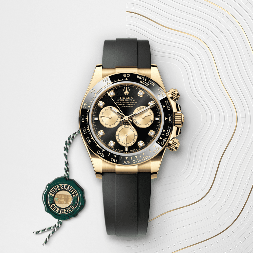 Cosmograph Daytona Yellow Gold Black Dial with Diamond Hour Markers