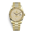 Day-Date Yellow Gold Pavé Dial Fluted Bezel