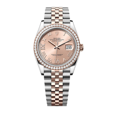 Datejust 36 Oyster, 36 mm, Oystersteel, Everose gold and diamonds