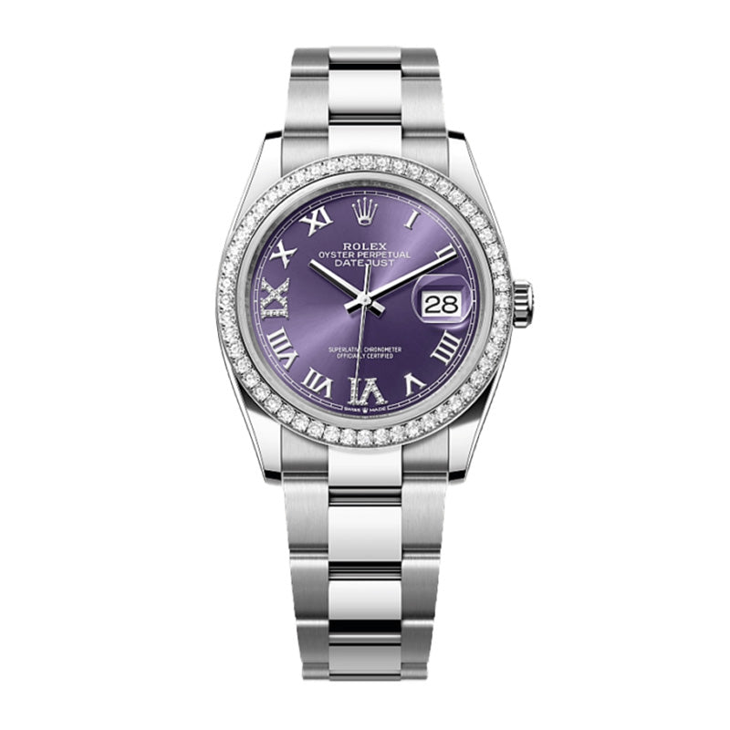 Datejust 36 Oyster, 36 mm, Oystersteel, white gold and diamonds