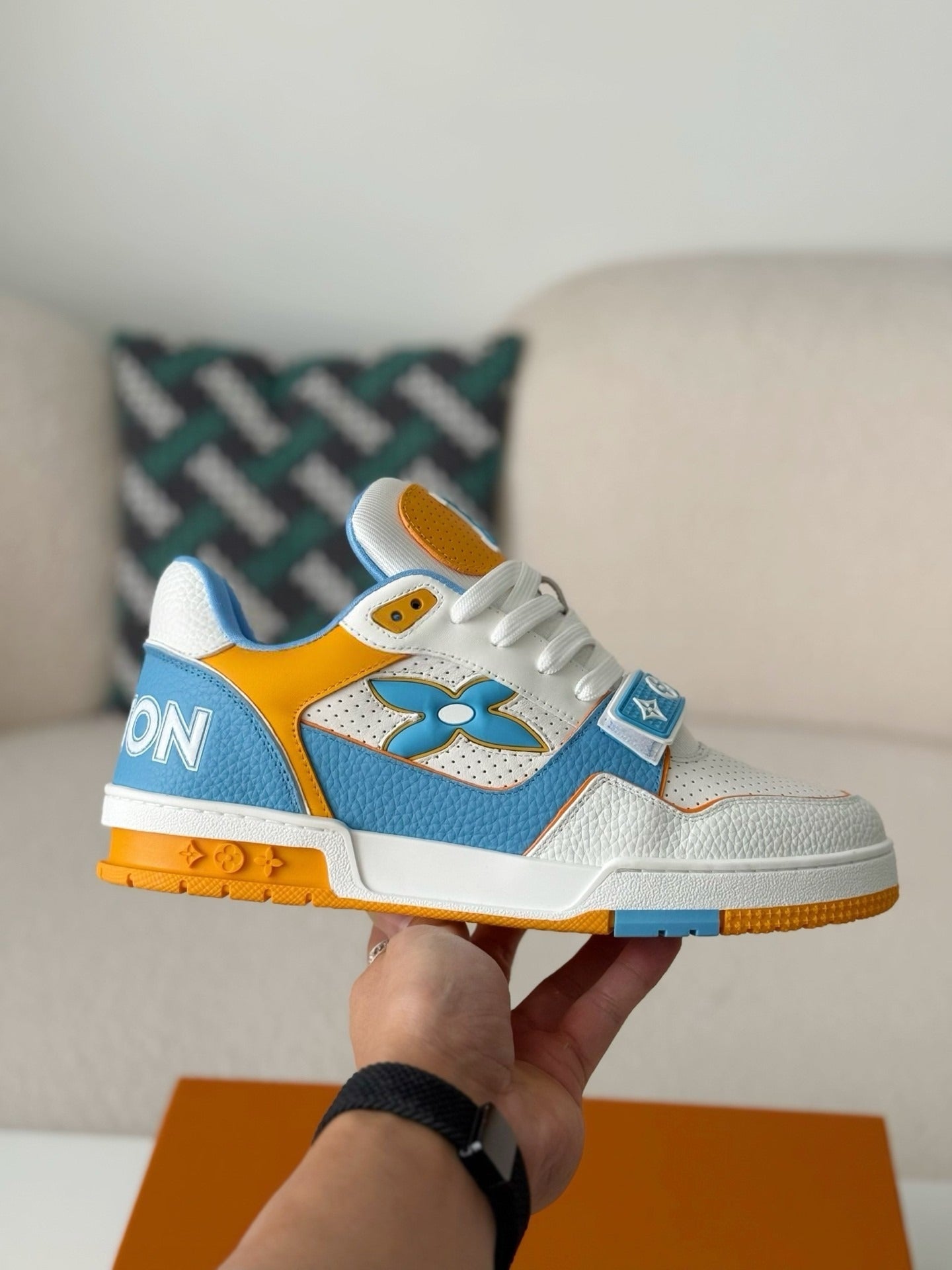 Louis Vuitton LV Trainer Blue Velcro Strap Sneaker