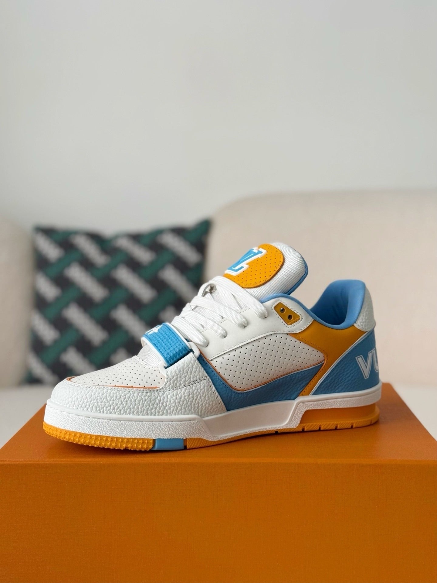 Louis Vuitton LV Trainer Blue Velcro Strap Sneaker