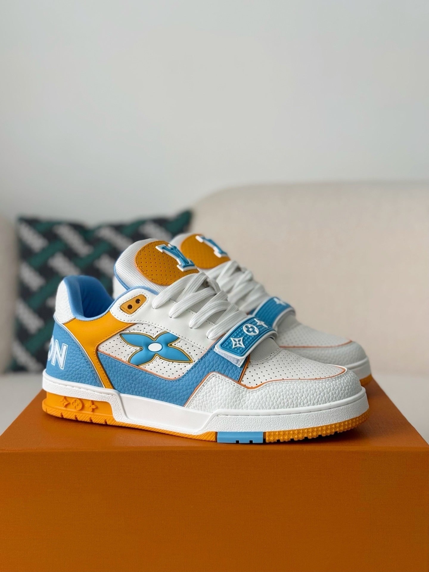 Louis Vuitton LV Trainer Blue Velcro Strap Sneaker
