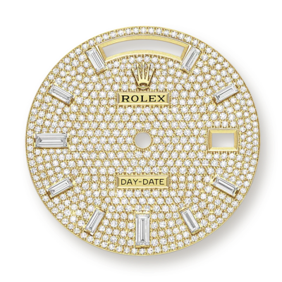 Day-Date Yellow Gold Pavé Dial Fluted Bezel