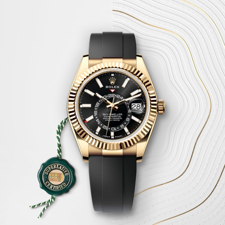 B Sky-Dweller Oysterflex, 18K Yellow Gold, Black Index Dial 42 mm