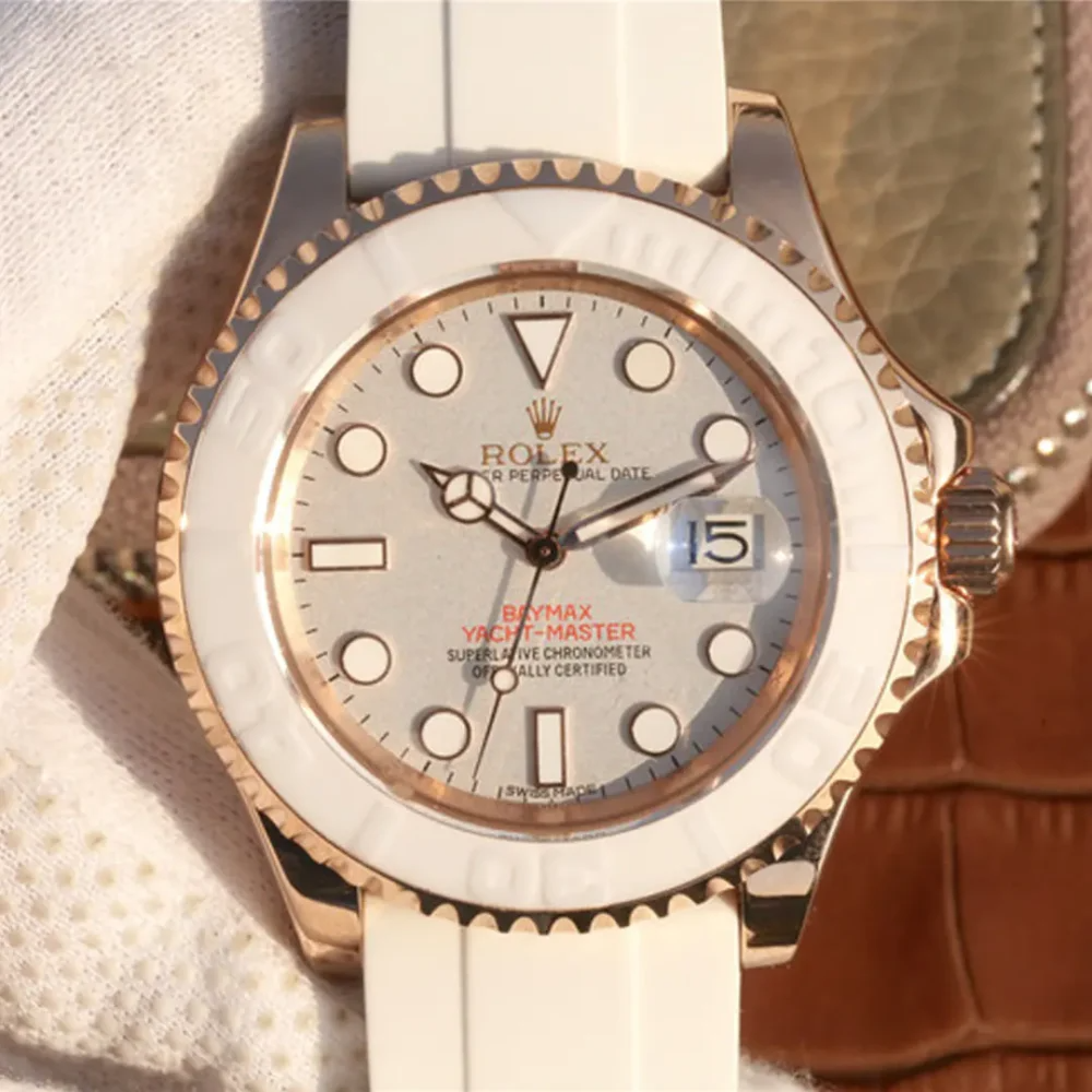 The Oyster Perpetual Yacht-Master Baymax Rose Gold Mix White Rubber Strap 40mm
