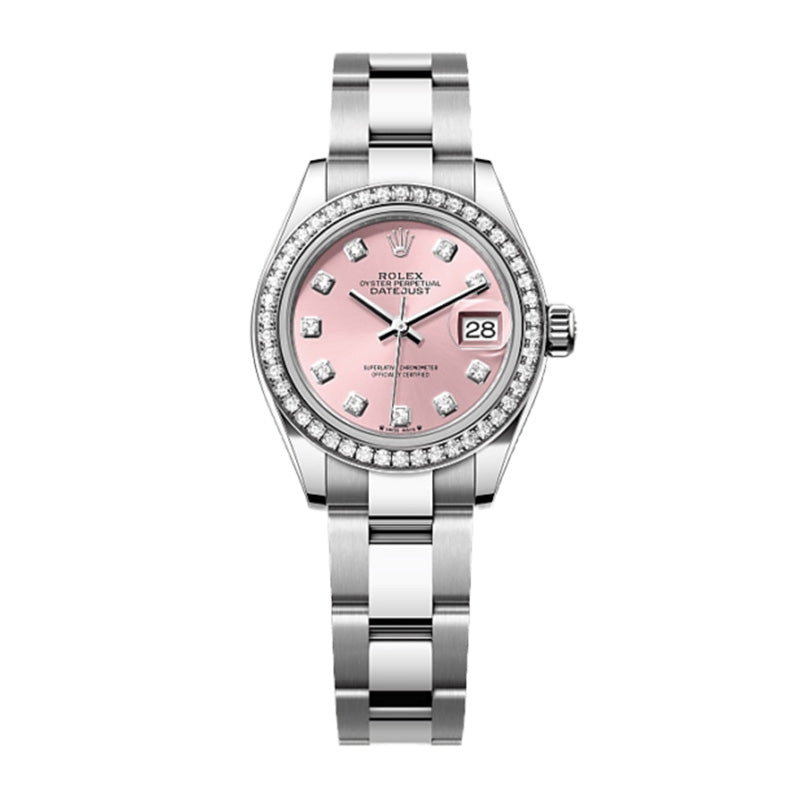 Lady-Datejust Oyster, 28 mm, Oystersteel, white gold and diamonds