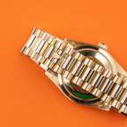 Yellow Gold Day-Date Fluted Bezel Green Index Dial President Bracelet