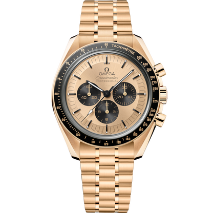 A- Speedmaster Moonwatch Professional 42 mm, Moonshine™ gold on Moonshine™ gold