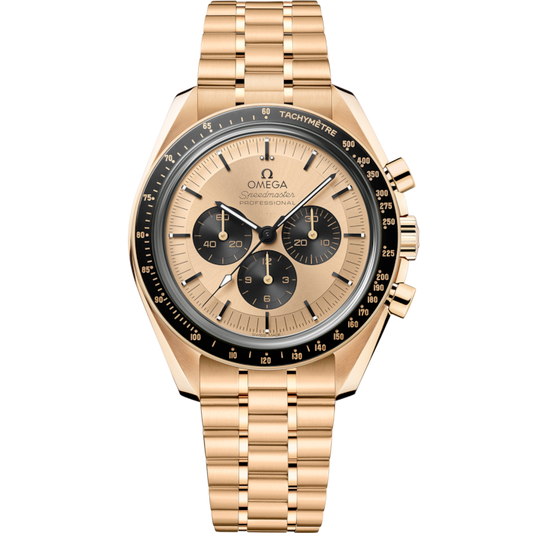 A- Speedmaster Moonwatch Professional 42 mm, Moonshine™ gold on Moonshine™ gold