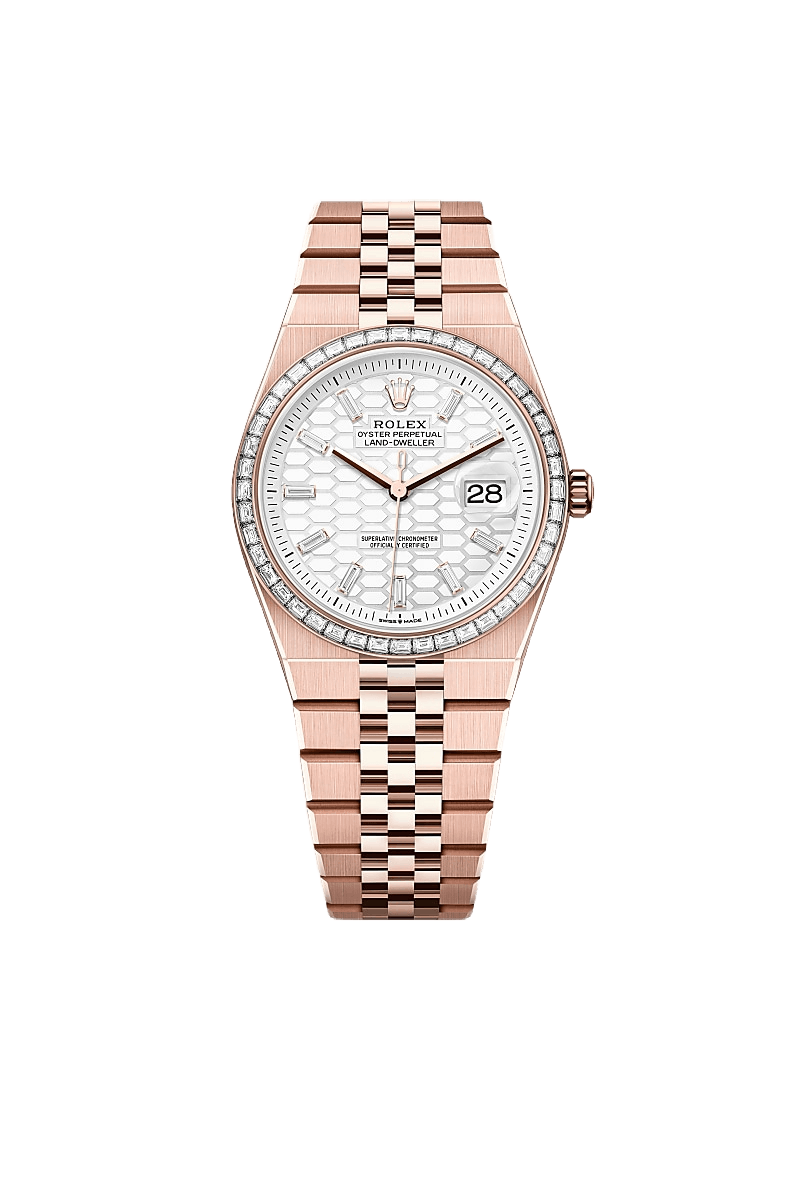 Rolex Land-Dweller 36 Oyster, 36 mm, Everose gold and diamonds