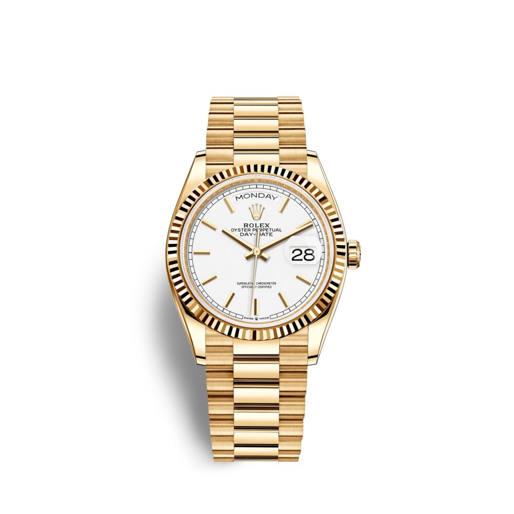 Rolex Day-Date 36mm Yellow Gold Silver Dial
