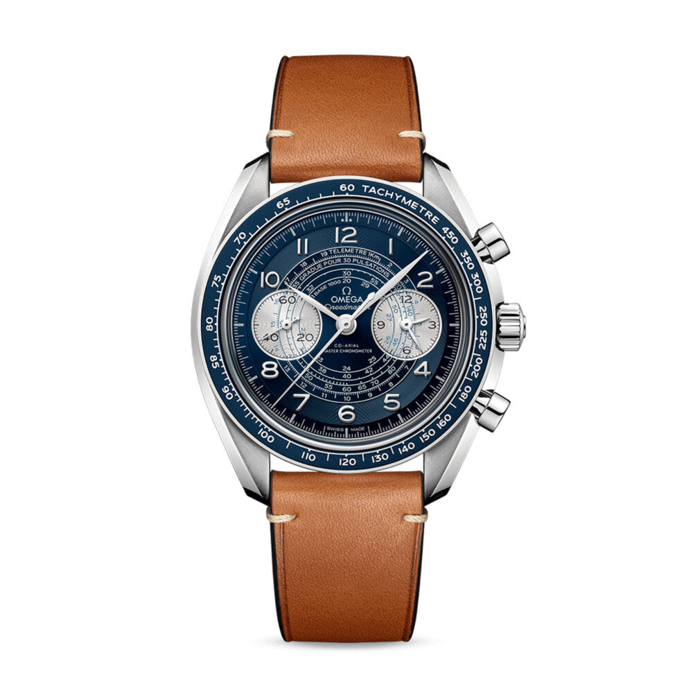 Speedmaster Chronoscope 43 mm, steel on leather strap
