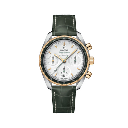 Speedmaster 38 38 mm, yellow gold on leather strap