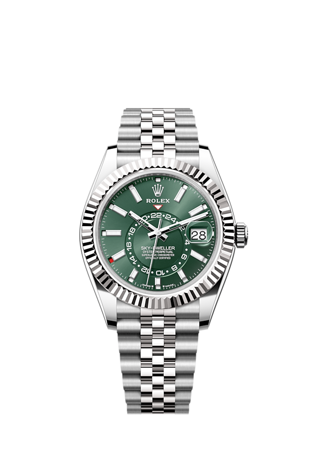 Rolex Sky-Dweller, 42mm, Oystersteel and 18k White Gold, Green, Jubilee