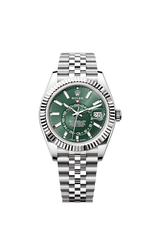 Rolex Sky-Dweller, 42mm, Oystersteel and 18k White Gold, Green, Jubilee