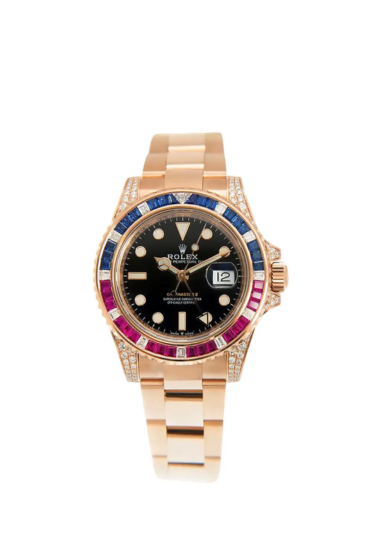 Rolex GMT – Master II GOLDEN BLUE / RED DIAMOND BLACK DIAL 40MM