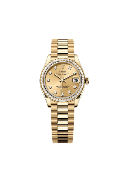 Rolex Datejust 31 Oyster, 31 mm, yellow gold and diamonds
