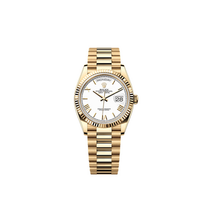 A- Rolex Day-Date 40 Oyster, 40 mm, yellow gold