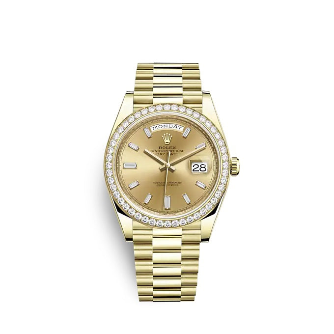Rolex Day-Date 40 Oyster, 40 mm, yellow gold and diamonds