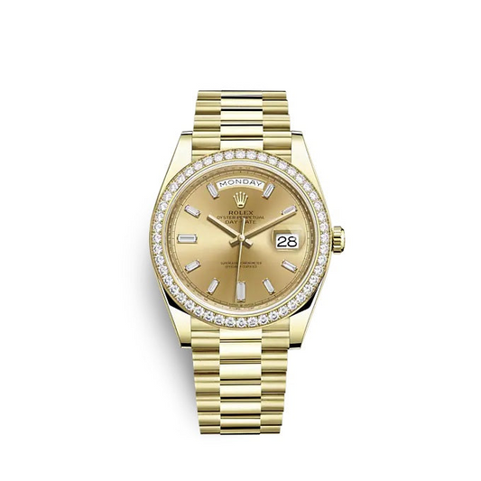 Rolex Day-Date 40 Oyster, 40 mm, yellow gold and diamonds