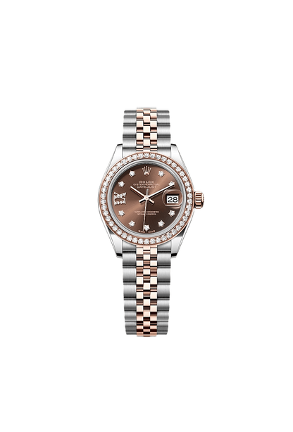 Rolex Lady-Datejust Oyster, 28 mm, Oystersteel, Everose gold and diamonds