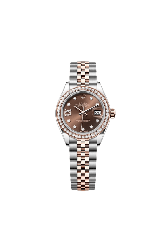 Rolex Lady-Datejust Oyster, 28 mm, Oystersteel, Everose gold and diamonds