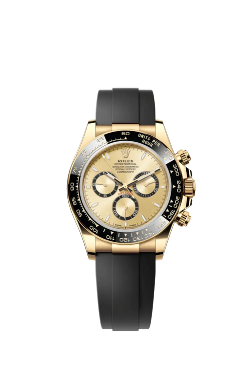 D Rolex Cosmograph Daytona Yellow Gold Champagne Dial with Oysterflex Bracelet