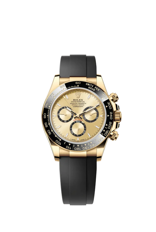 D Rolex Cosmograph Daytona Yellow Gold Champagne Dial with Oysterflex Bracelet
