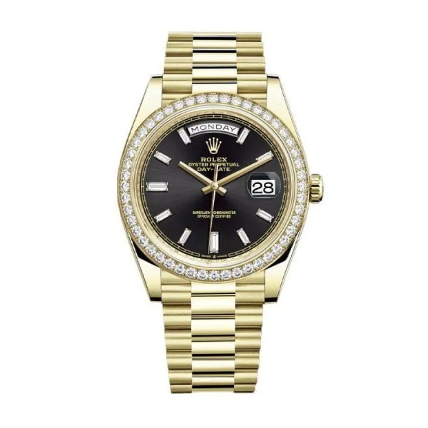 Rolex Day-Date 40 Yellow Gold Diamond Bezel – President Bracelet