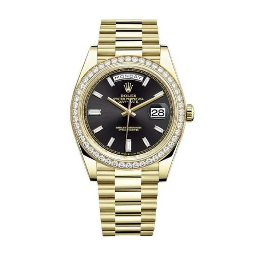 Rolex Day-Date 40 Yellow Gold Diamond Bezel – President Bracelet