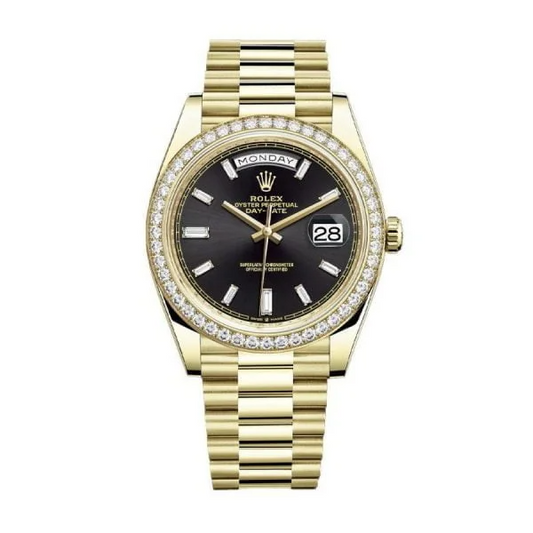 Rolex Day-Date 40 Yellow Gold Diamond Bezel – President Bracelet