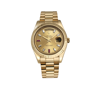 Rolex Day-Date II 218238 Full Set Factory Ruby Baguette Dial