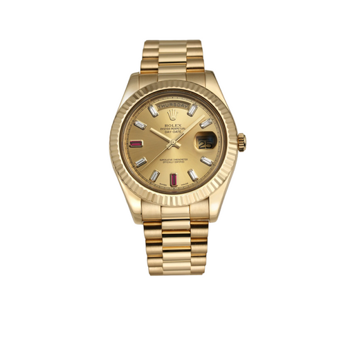 Rolex Day-Date II 218238 Full Set Factory Ruby Baguette Dial