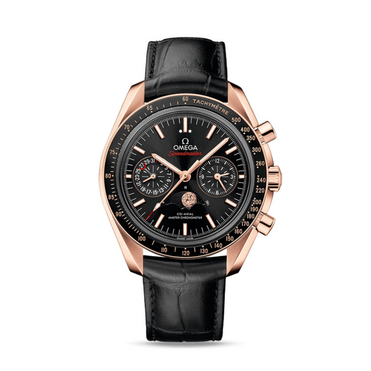 Speedmaster Moonphase 44.25 mm, Sedna™ gold on leather strap