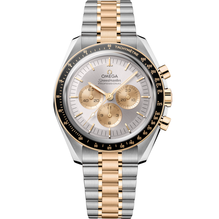 A- Speedmaster Moonwatch Professional 42 mm, steel ‑ Moonshine™ gold on steel ‑ Moonshine™ gold