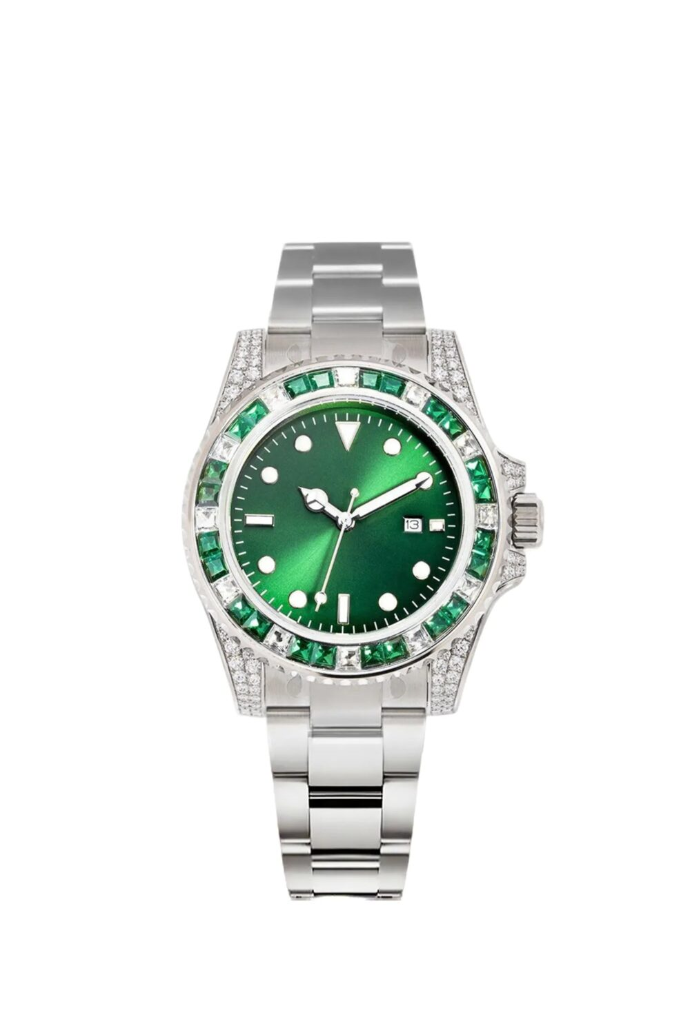 Rolex Submariner Date, 18K White Gold Diamonds Emerald