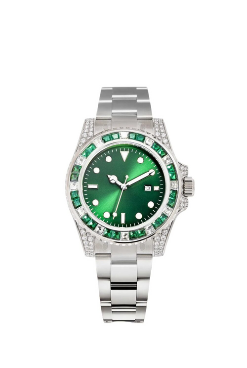 Rolex Submariner Date, 18K White Gold Diamonds Emerald