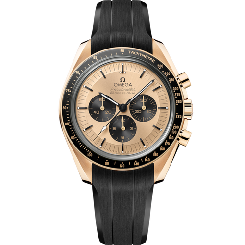 Speedmaster Moonwatch Professional 42 mm, Moonshine™ gold on rubber strap