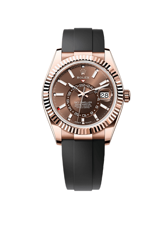 C Rolex Sky-Dweller 18K Rose Gold, Chocolate Index Dial, Oysterflex Bracelet, 42 mm
