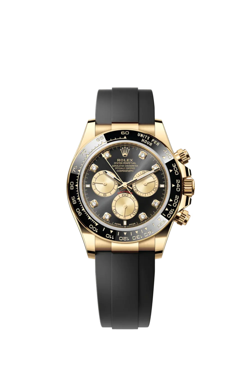 Rolex Cosmograph Daytona Yellow Gold Black Dial with Diamond Hour Markers