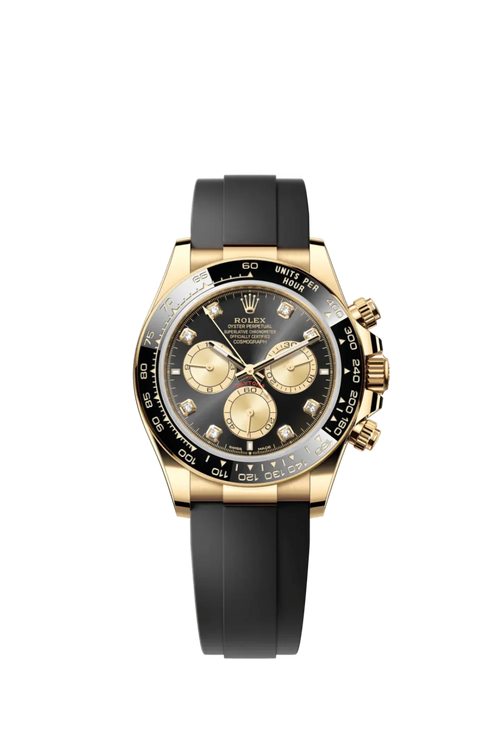 Rolex Cosmograph Daytona Yellow Gold Black Dial with Diamond Hour Markers