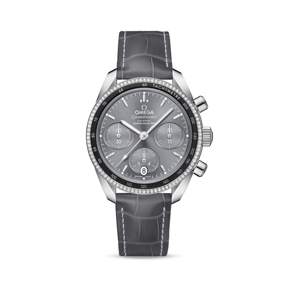 Speedmaster 38 38 mm, steel on leather strap