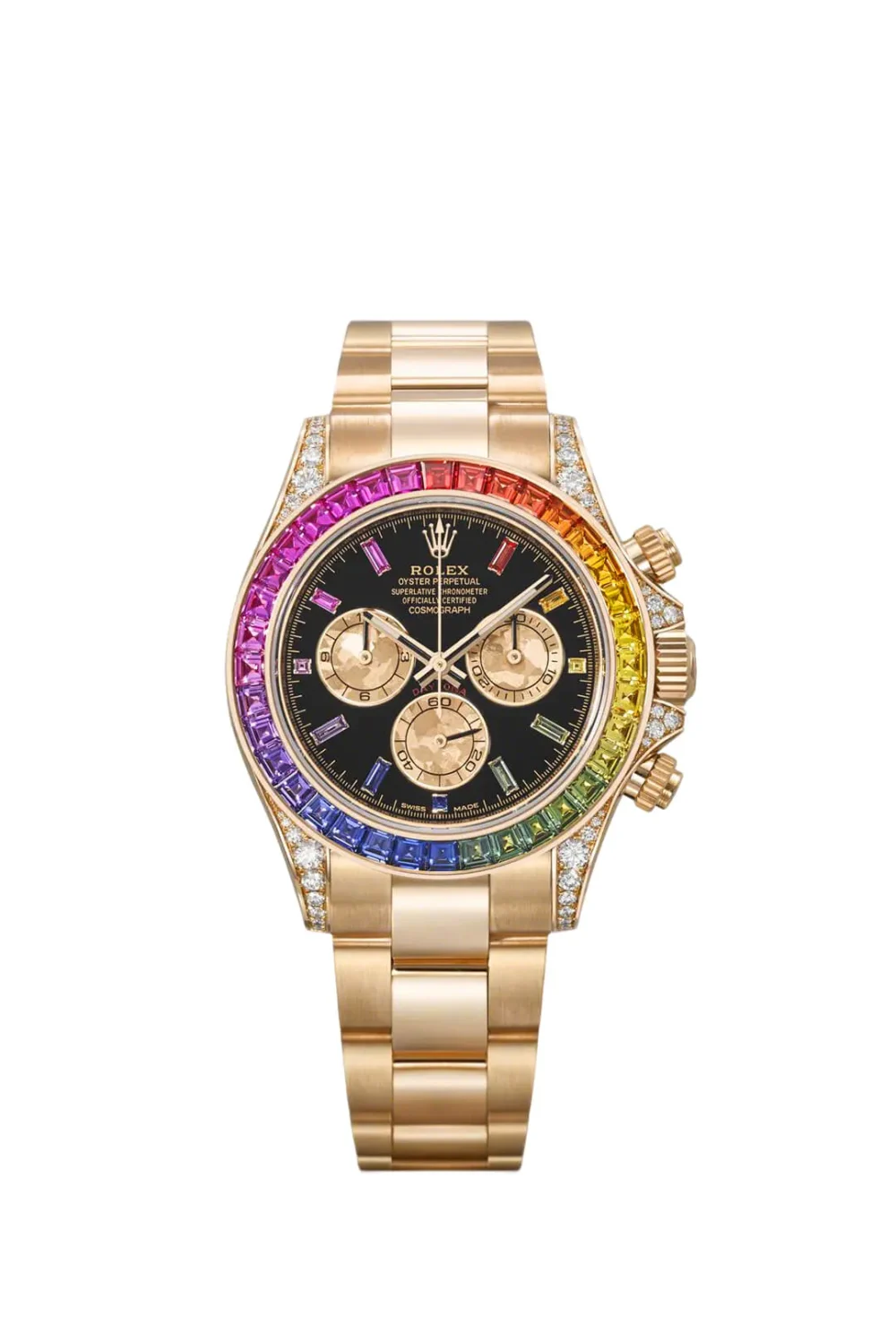 Rolex Cosmograph Daytona Rainbow Yellow Gold Black Dial