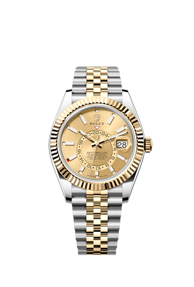 Rolex Sky-Dweller, 42mm, Oystersteel and 18k Yellow Gold, Champagne, Jubilee