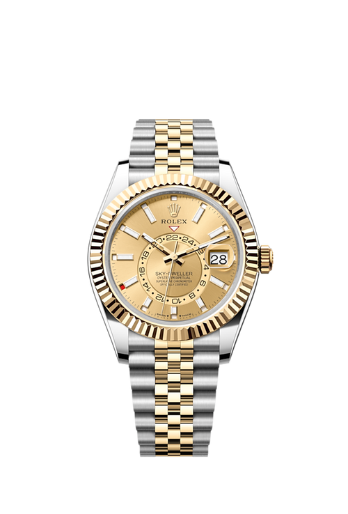Rolex Sky-Dweller, 42mm, Oystersteel and 18k Yellow Gold, Champagne, Jubilee
